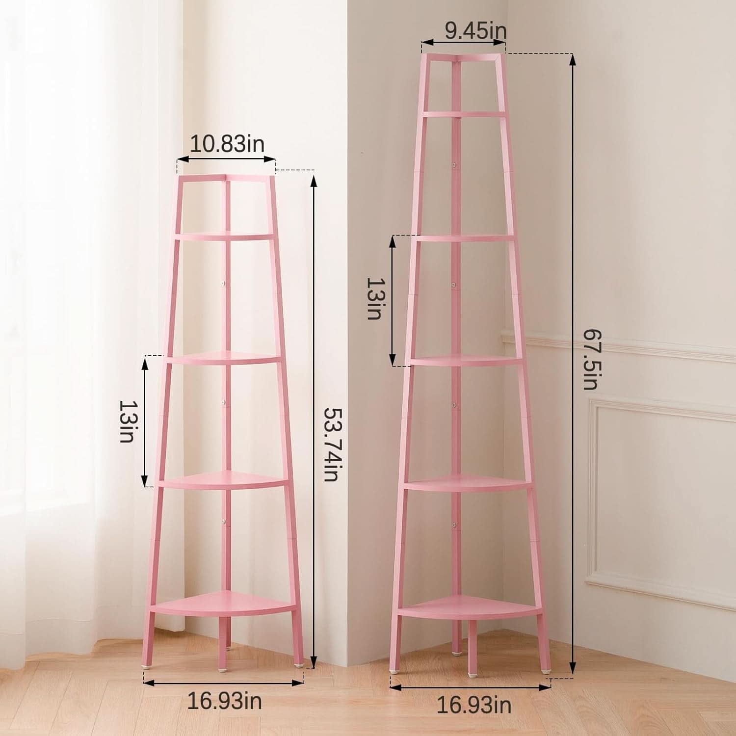 Wood And Metal 4 Tier Corner Shelf For Living Room