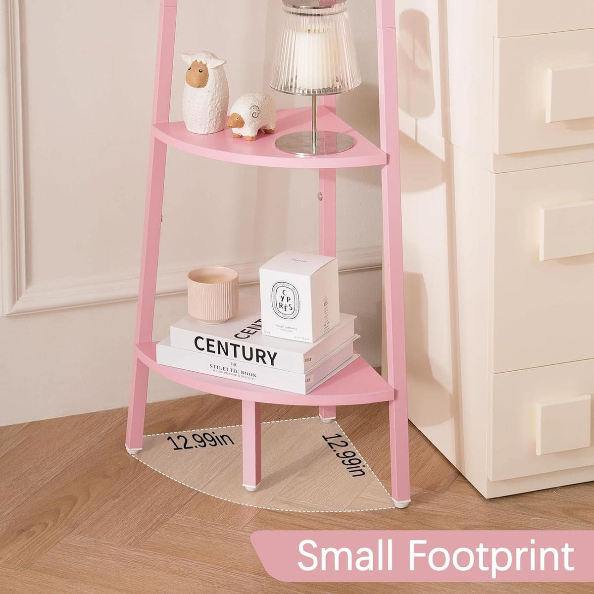 Wood And Metal 4 Tier Corner Shelf For Living Room