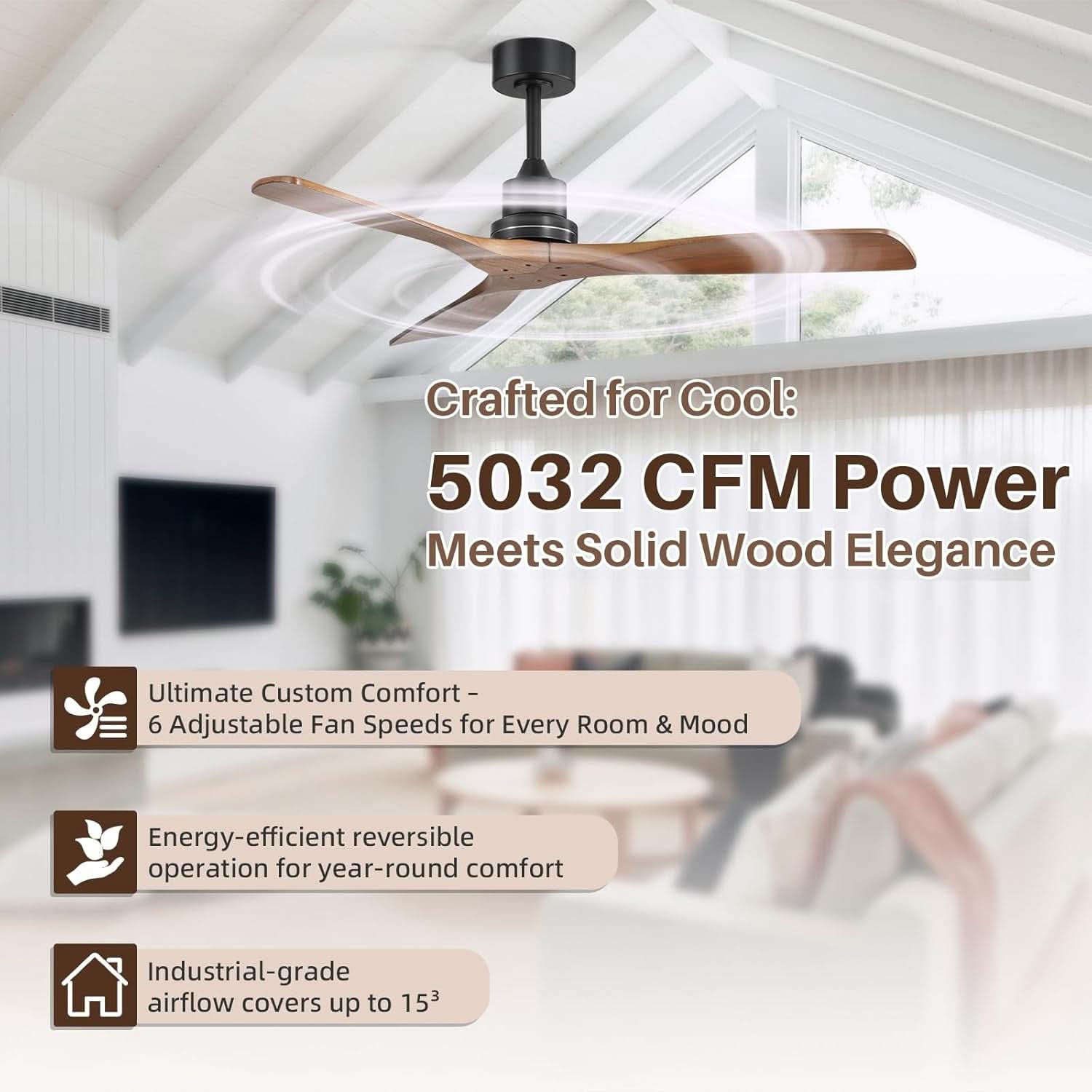 Wood Ceiling Fan 52 Inch Walnut Remote
