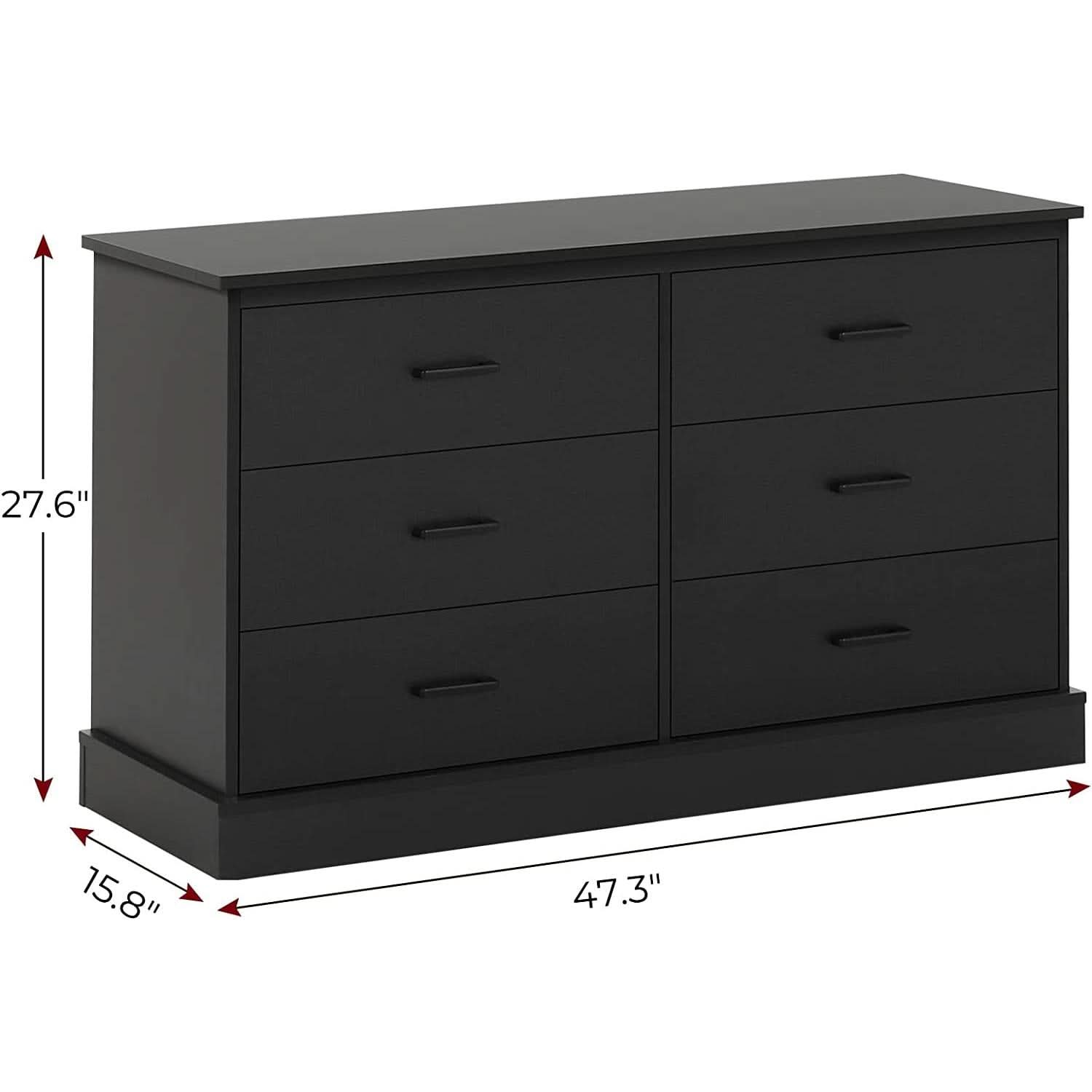Wood Double Six Drawer Storage Tower Dresser 47 Inch Wide