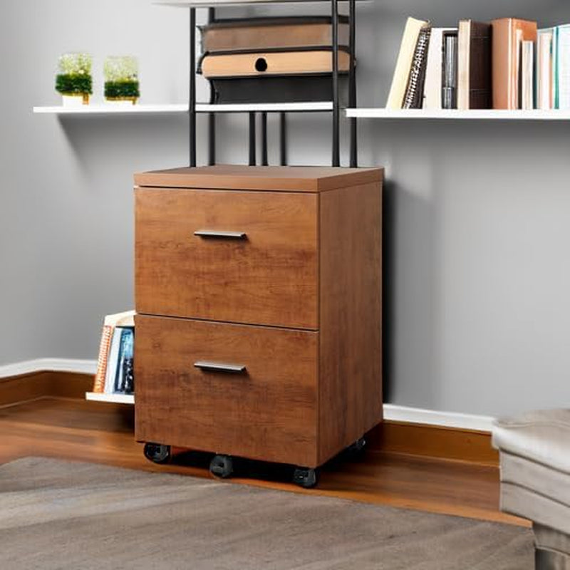 Wood File Cabinet 2 Drawer Walnut Home Office Storage