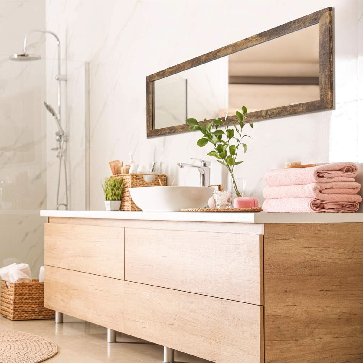 Wood Full Length Mirror 48 X 14 Rustic Wood Frame Wall Mirror