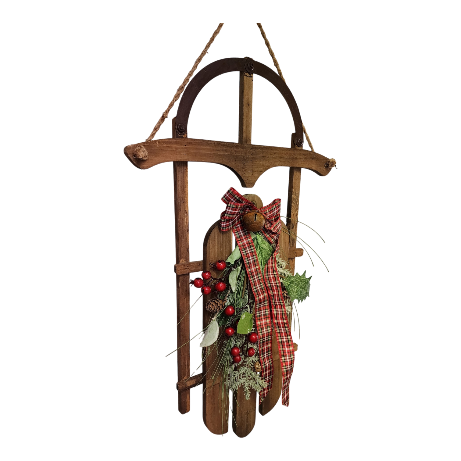 Wood Holiday Sleigh - 27 Inch - Natural