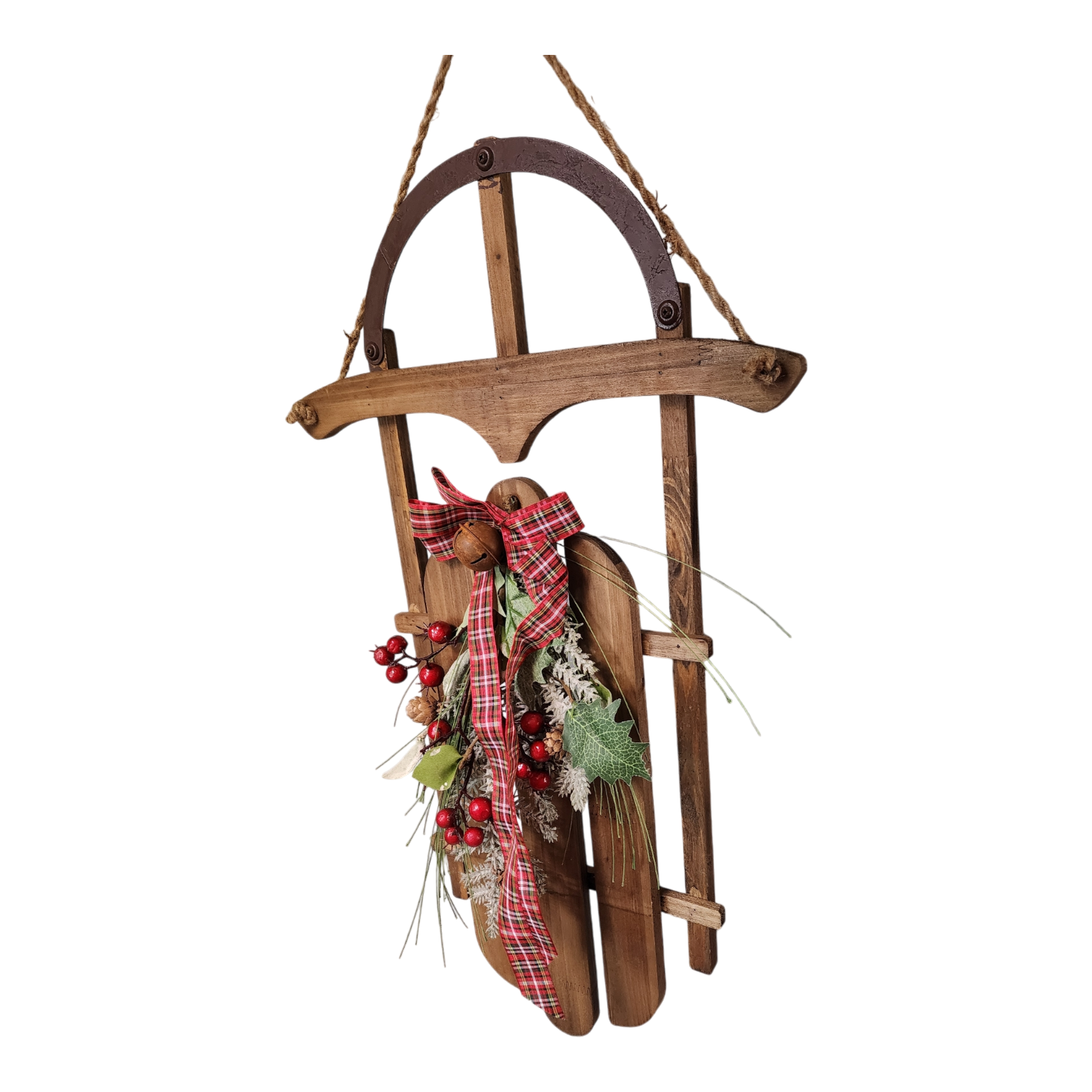 Wood Holiday Sleigh - 27 Inch - Natural
