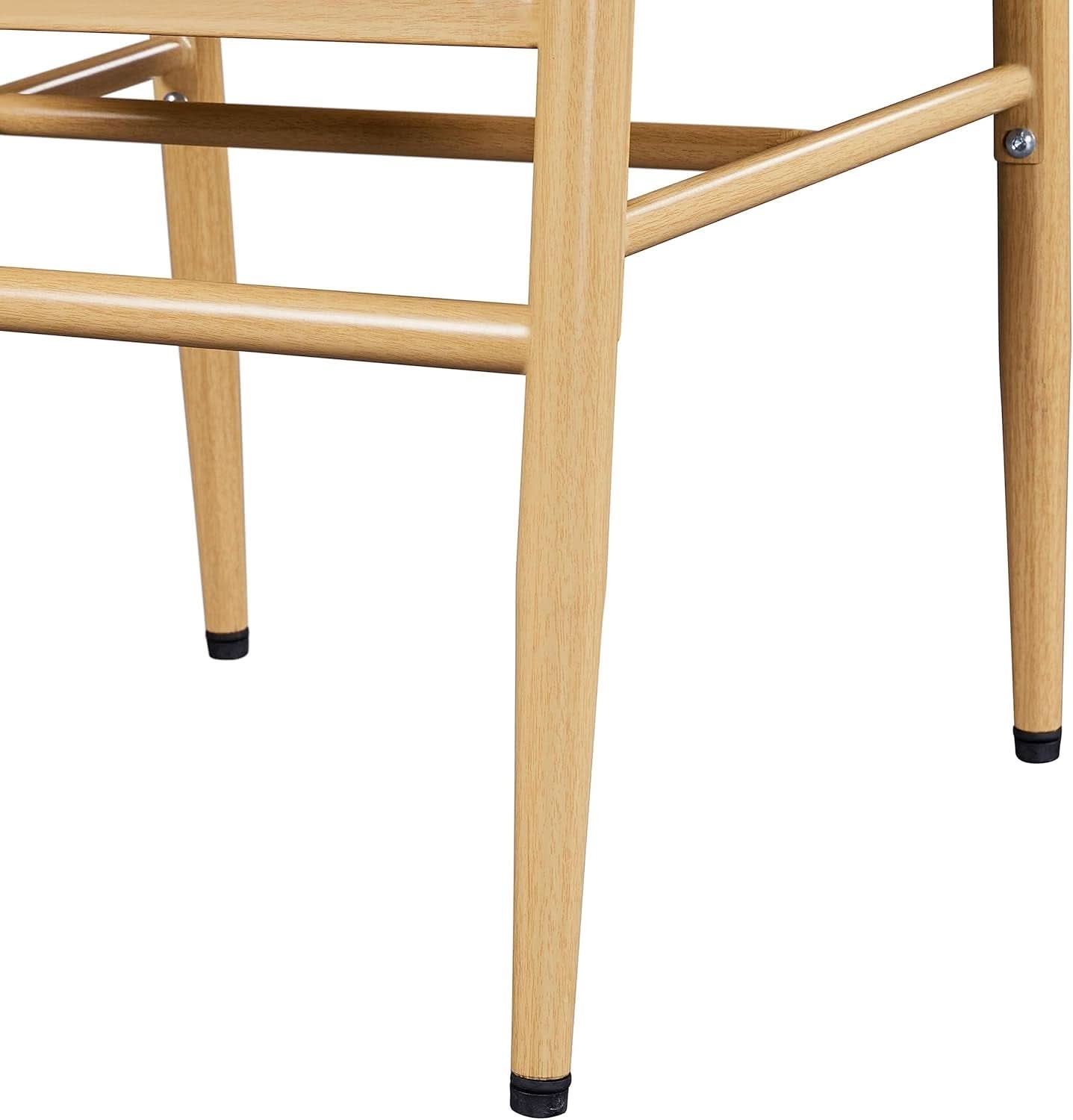 Wood Rattan Weave Dining Chairs Set Of 2 With Woven Seats