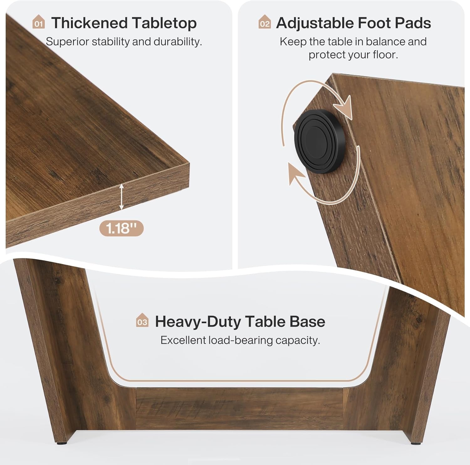Wood Rectangular Dining Table 70 Inch For Six To Eight