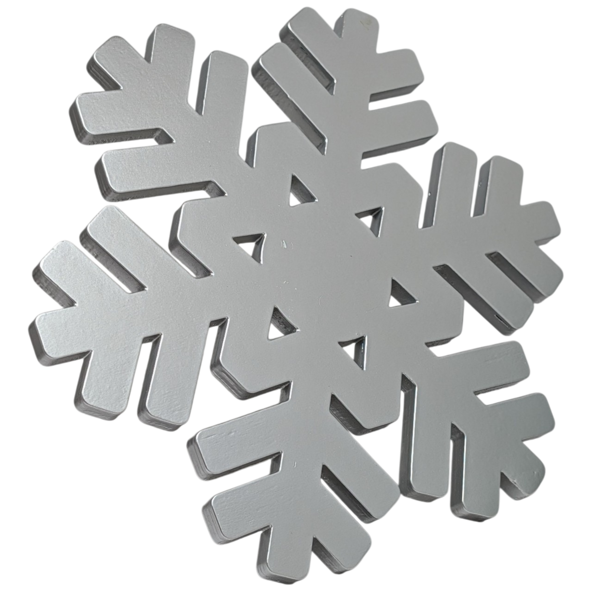 Wood Snowflake Design Riser Silver
