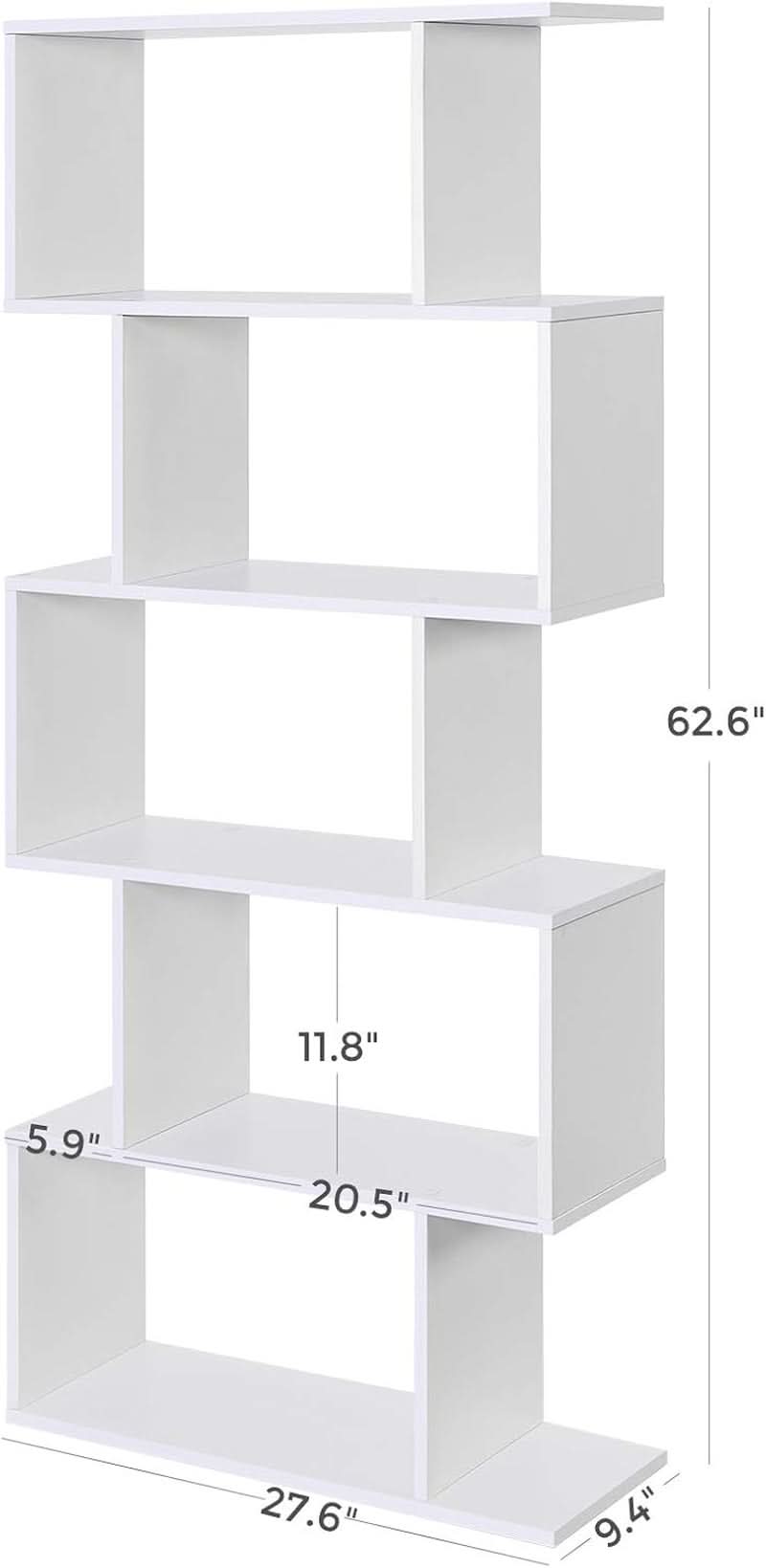 Wooden Bookcase Display Shelf Room Divider 5 Tier White