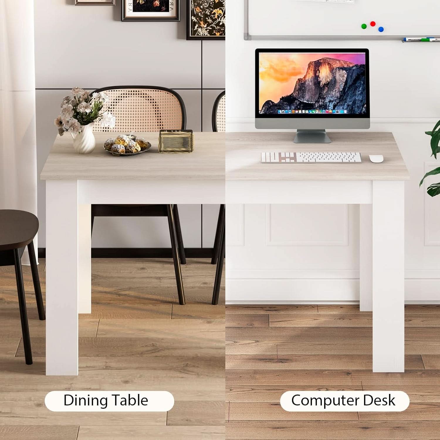 Wooden Dining Table For Four 47 By 28 Inches White Gray