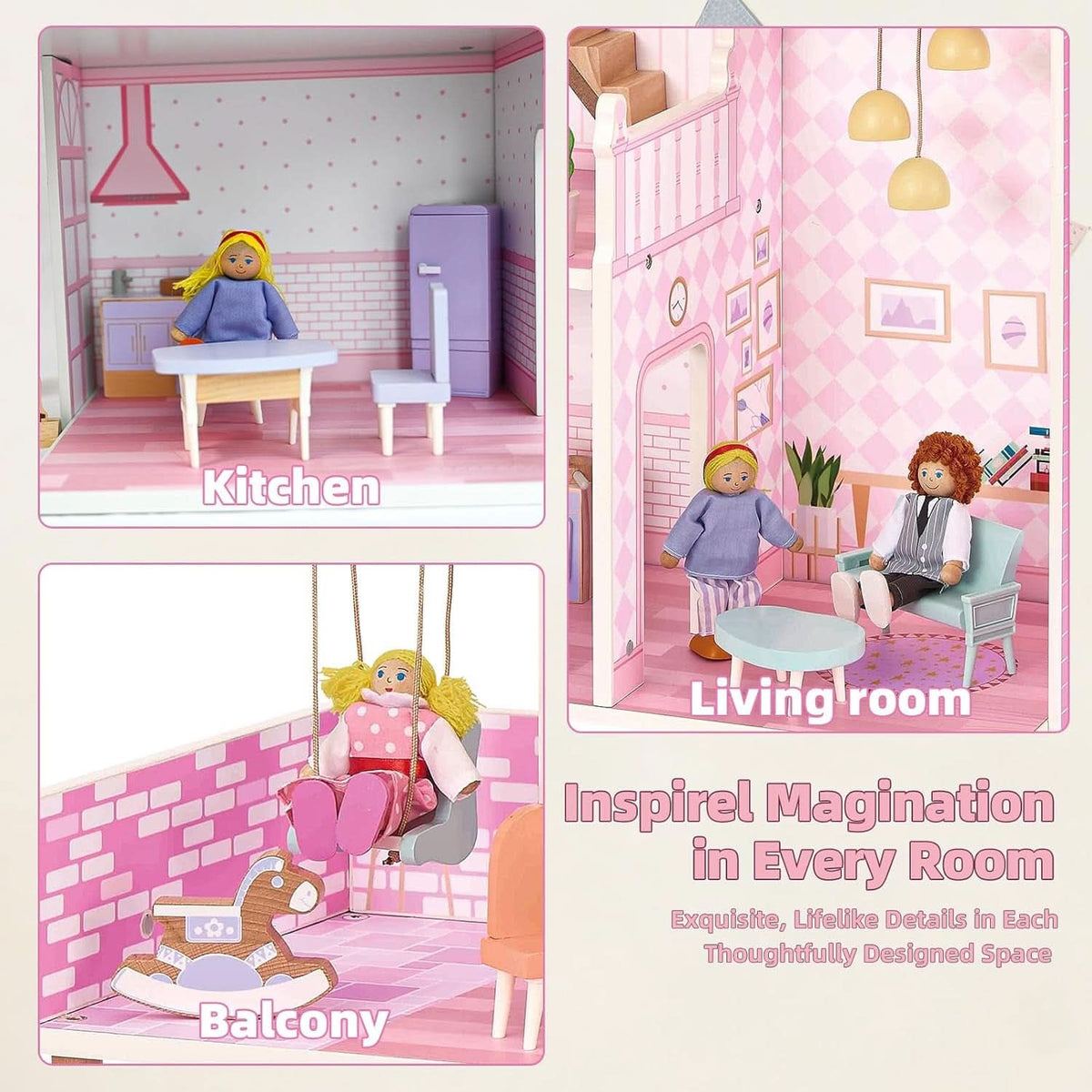 Wooden Dolls House Villa Style Premium Furnishings