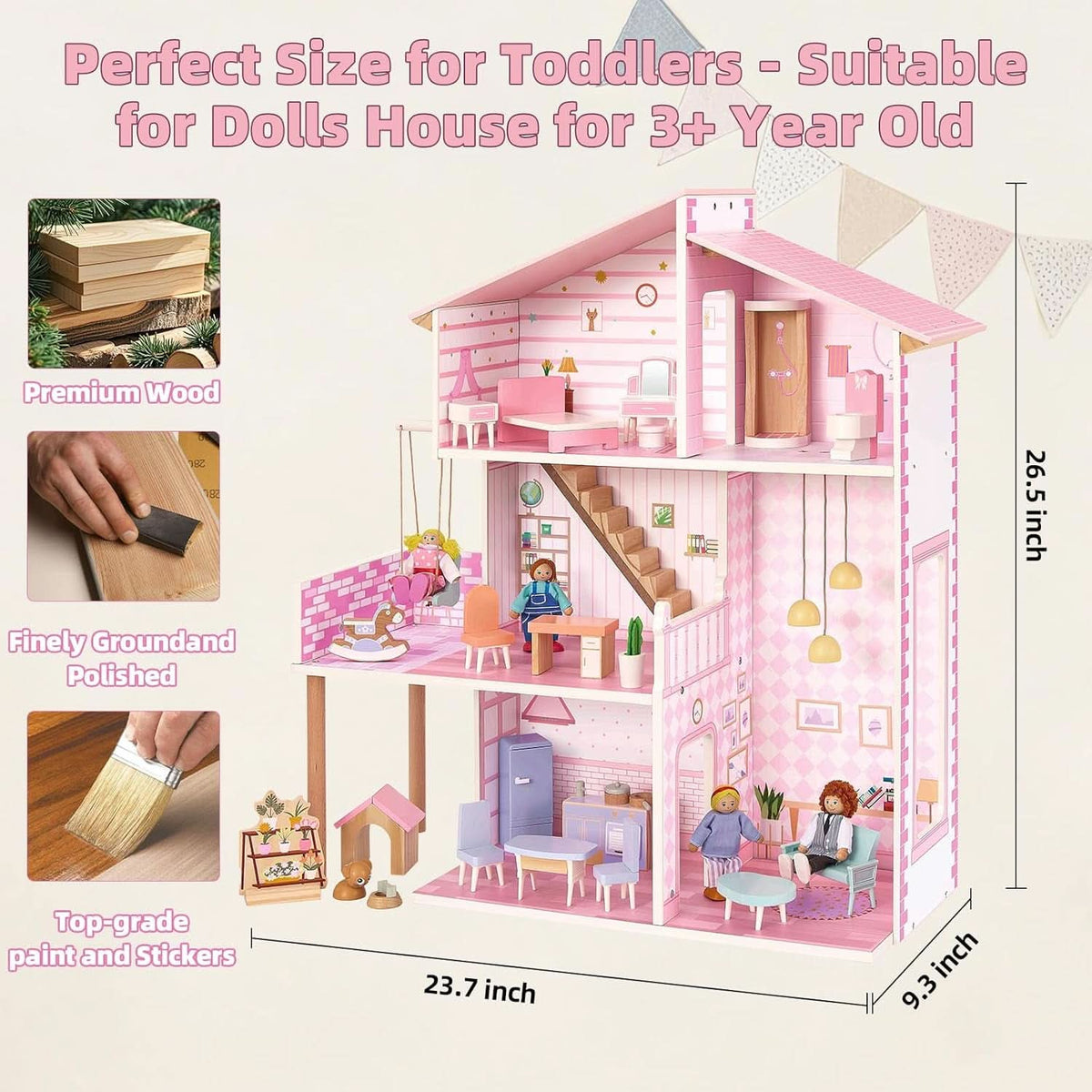 Wooden Dolls House Villa Style Premium Furnishings
