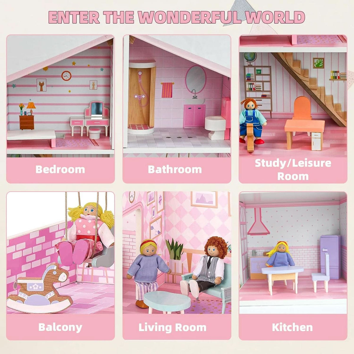 Wooden Dolls House Villa Style Premium Furnishings