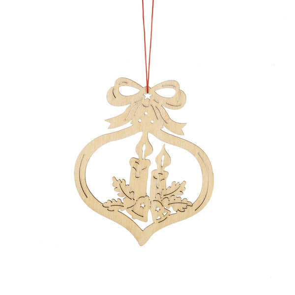 Wooden Holiday Icon Ornament - Ornament Shape - Candles