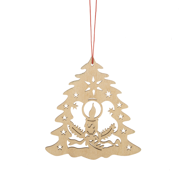 Wooden Holiday Icon Ornament - Tree - Candle