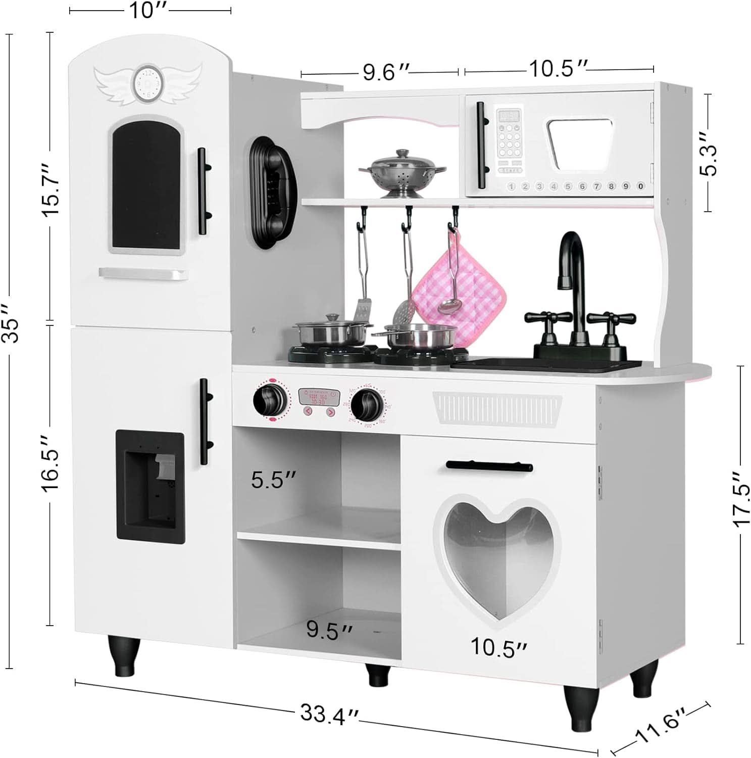 Wooden Kitchen Playset For Toddlers Featuring Lights