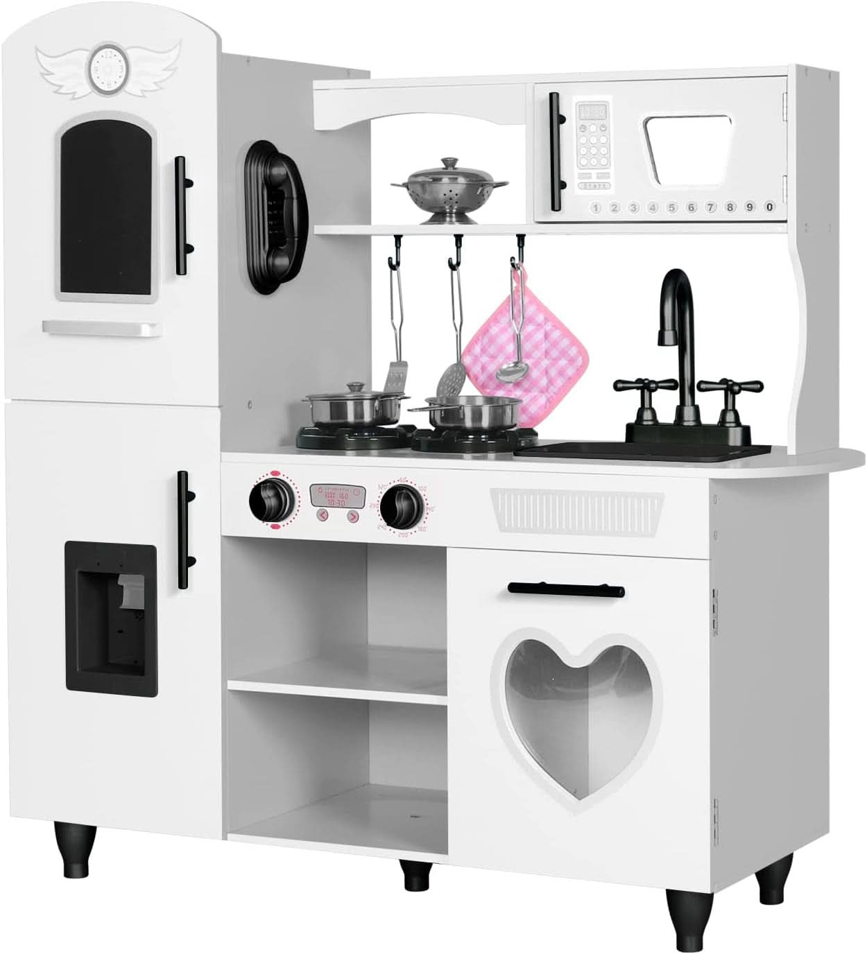 Wooden Kitchen Playset For Toddlers Featuring Lights