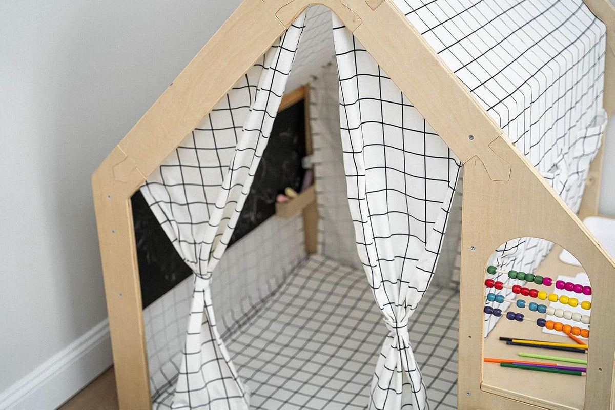 Wooden Montessori Style 5 In 1 Large Playhouse Windowpane