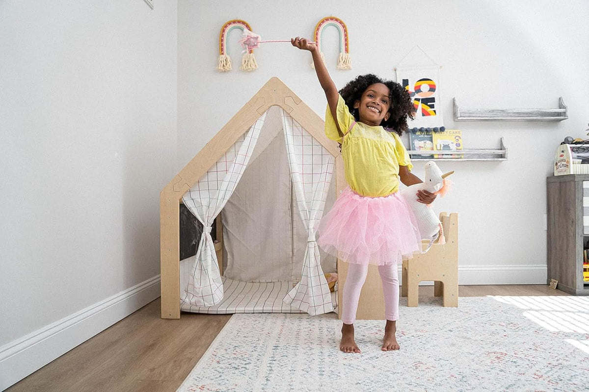 Wooden Montessori Style 5 In 1 Large Playhouse Windowpane