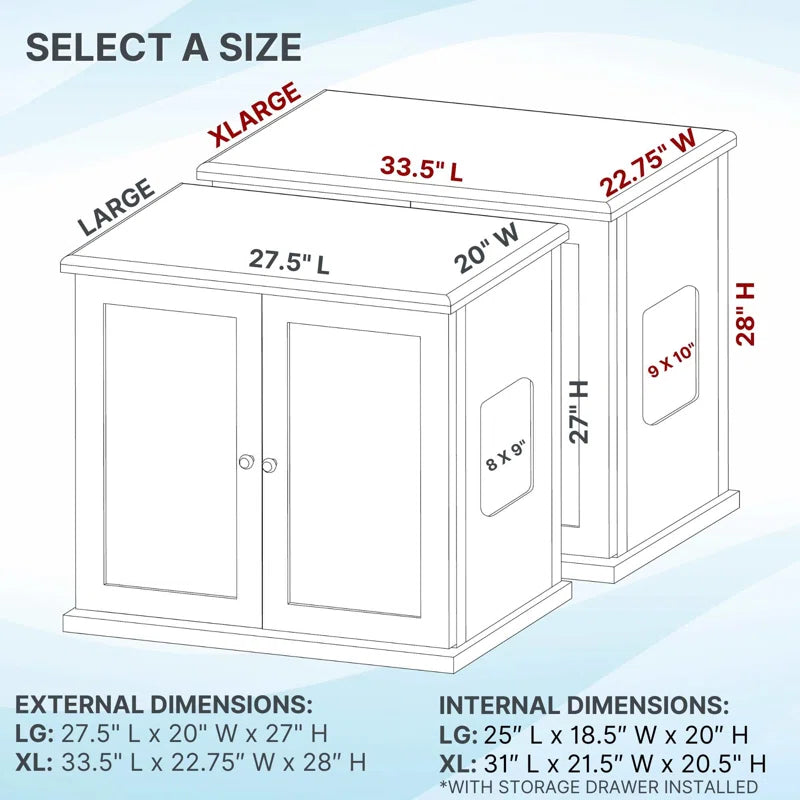 Wooden Oak Cat Litter Box Enclosure Cabinet Drawer