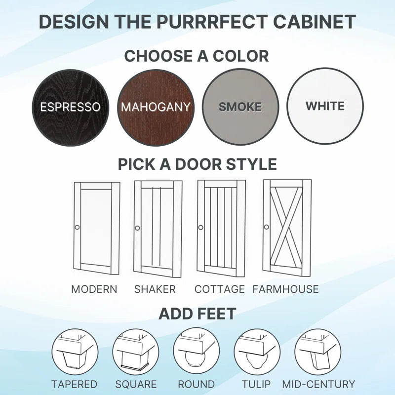 Wooden Oak Cat Litter Box Enclosure Cabinet Drawer