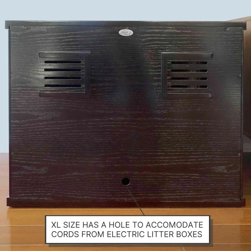 Wooden Oak Cat Litter Box Enclosure Cabinet Drawer
