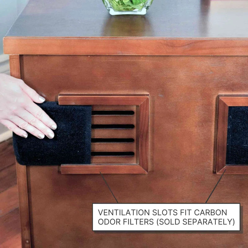 Wooden Oak Cat Litter Box Enclosure Cabinet Drawer