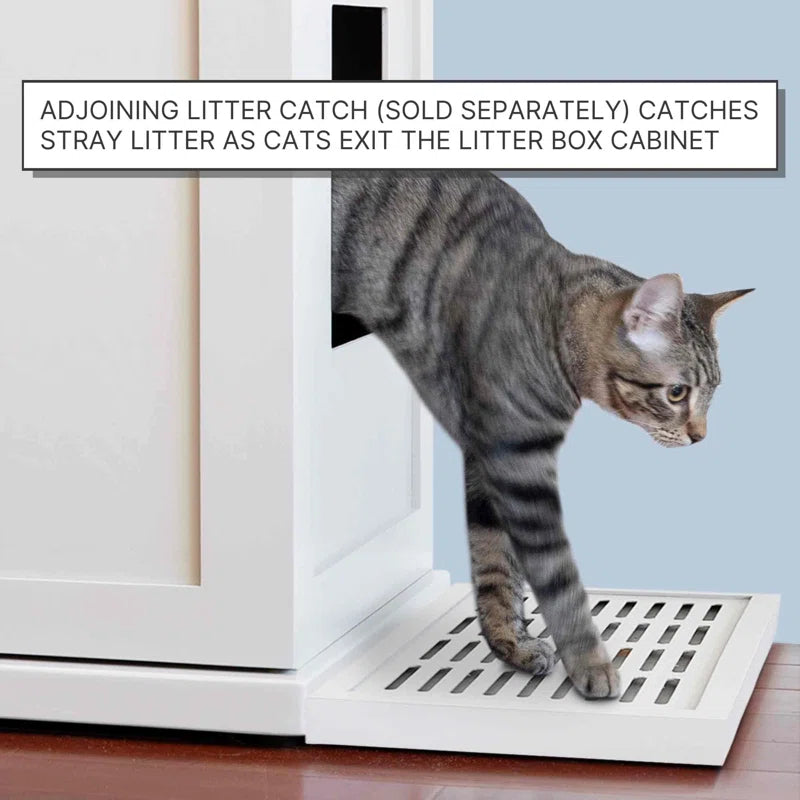 Wooden Oak Cat Litter Box Enclosure Cabinet Drawer