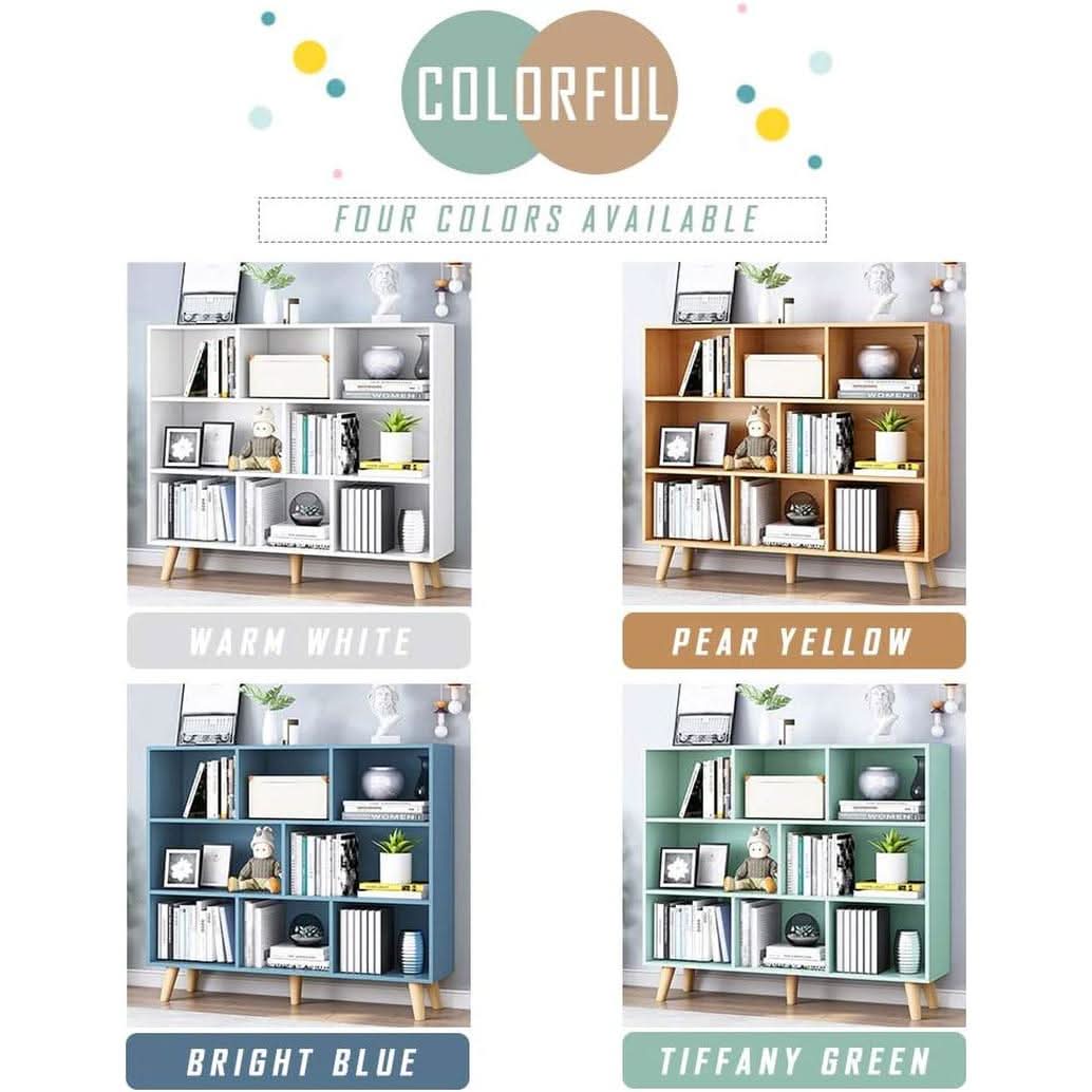 Wooden Open Shelf Bookcase 3 Tier Floor Standing Warm White