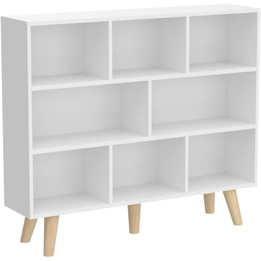 Wooden Open Shelf Bookcase 3 Tier Floor Standing Warm White