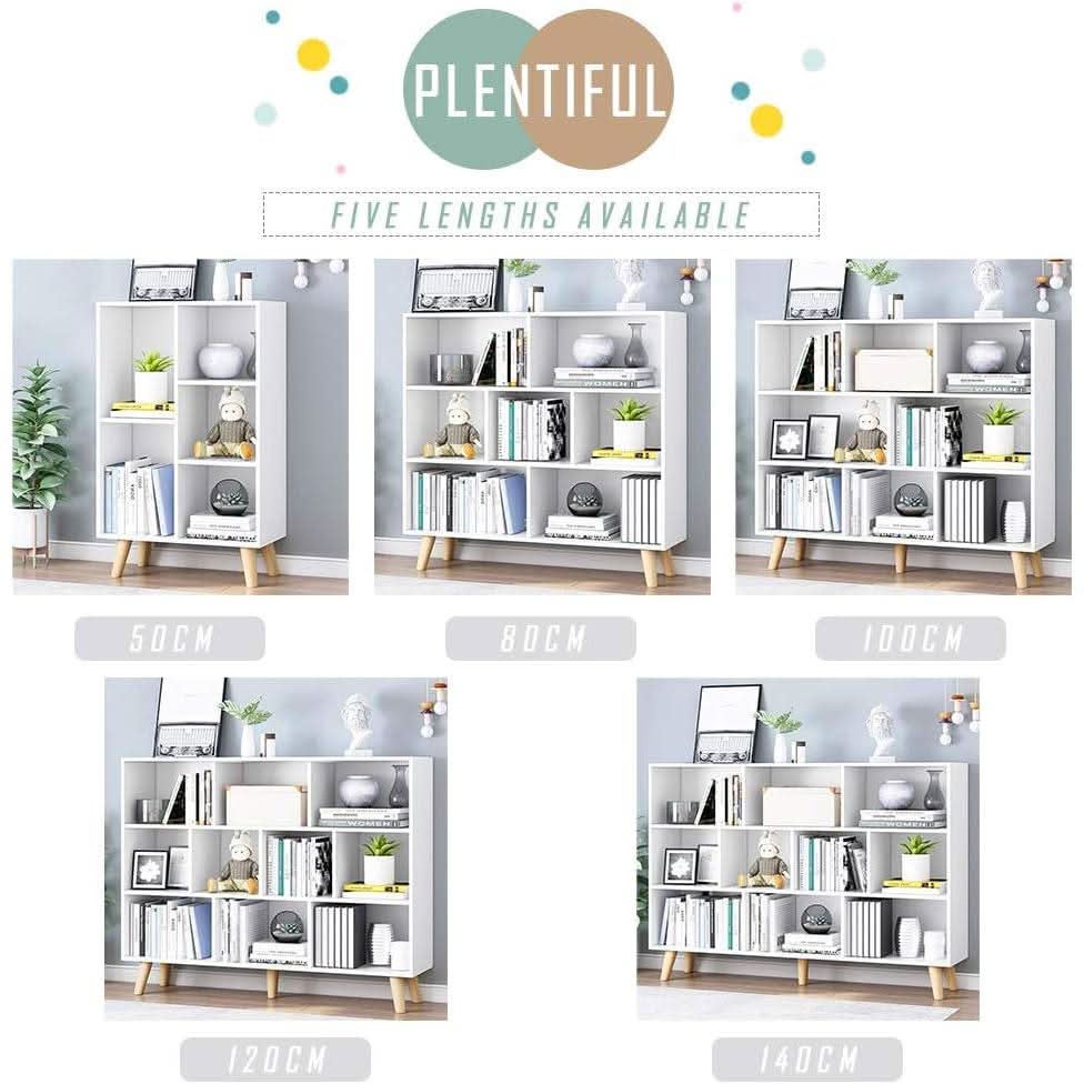 Wooden Open Shelf Bookcase 3 Tier Floor Standing Warm White