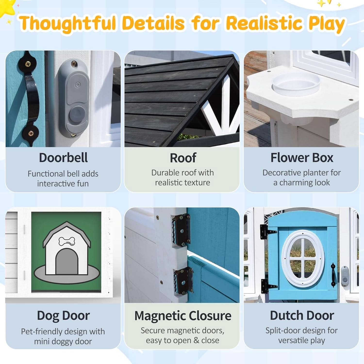 Wooden Outdoor Playhouse With Dutch Door Kitchenette
