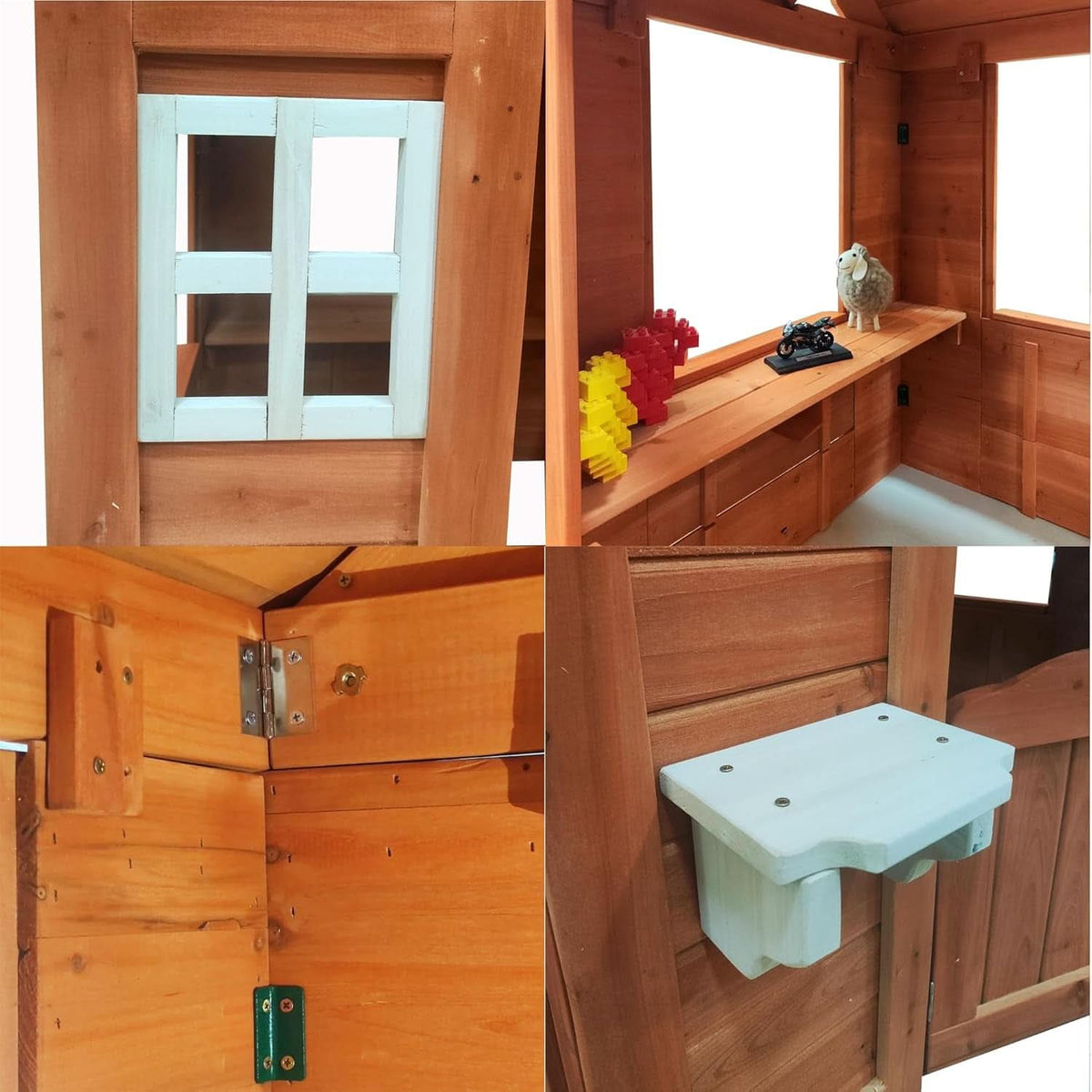 Wooden Outdoor Playhouse With Two Windows Flowerpot