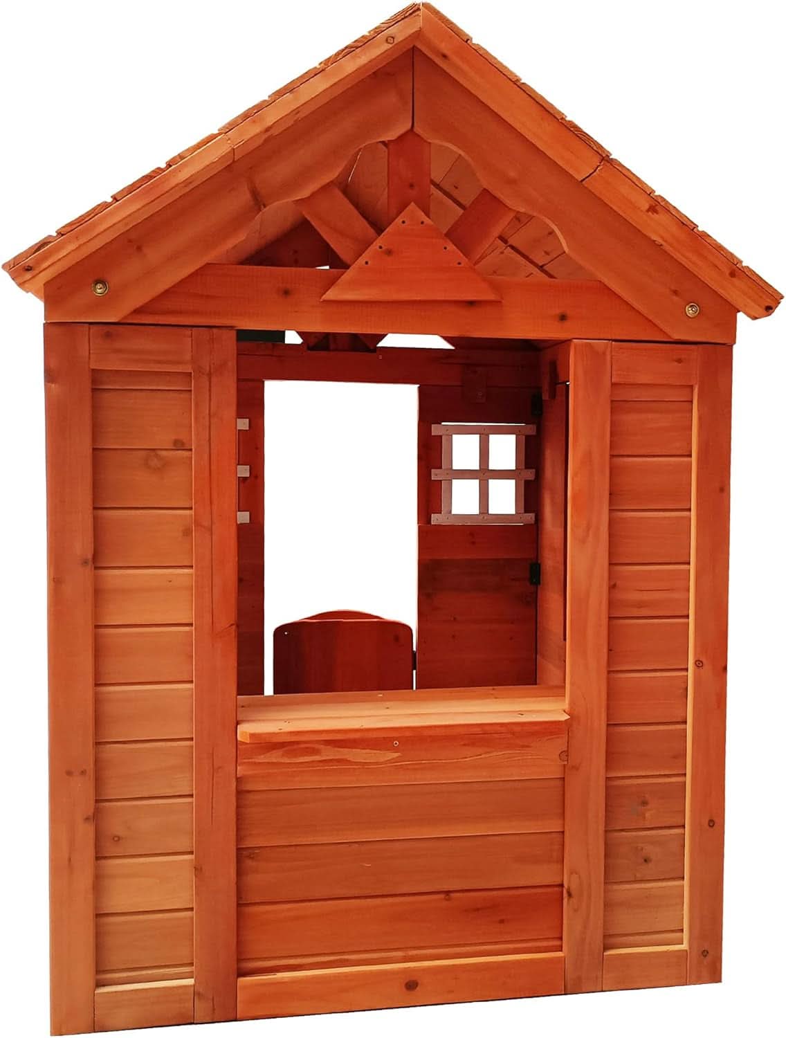Wooden Outdoor Playhouse With Two Windows Flowerpot