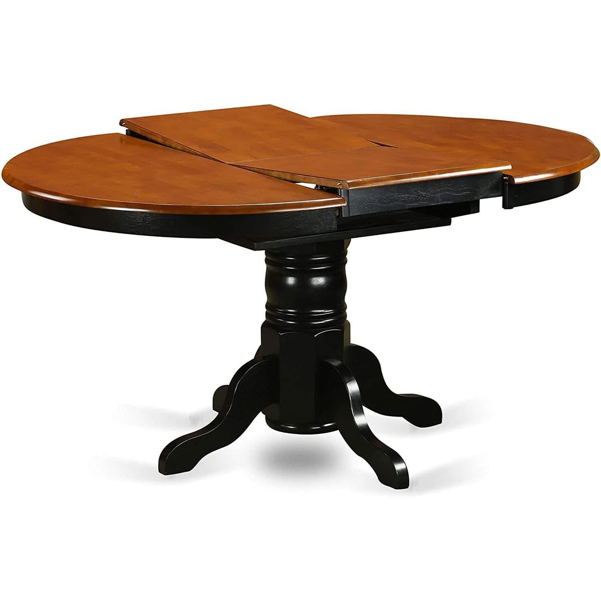 Wooden Oval Kitchen Table Black Finish With Cherry Top