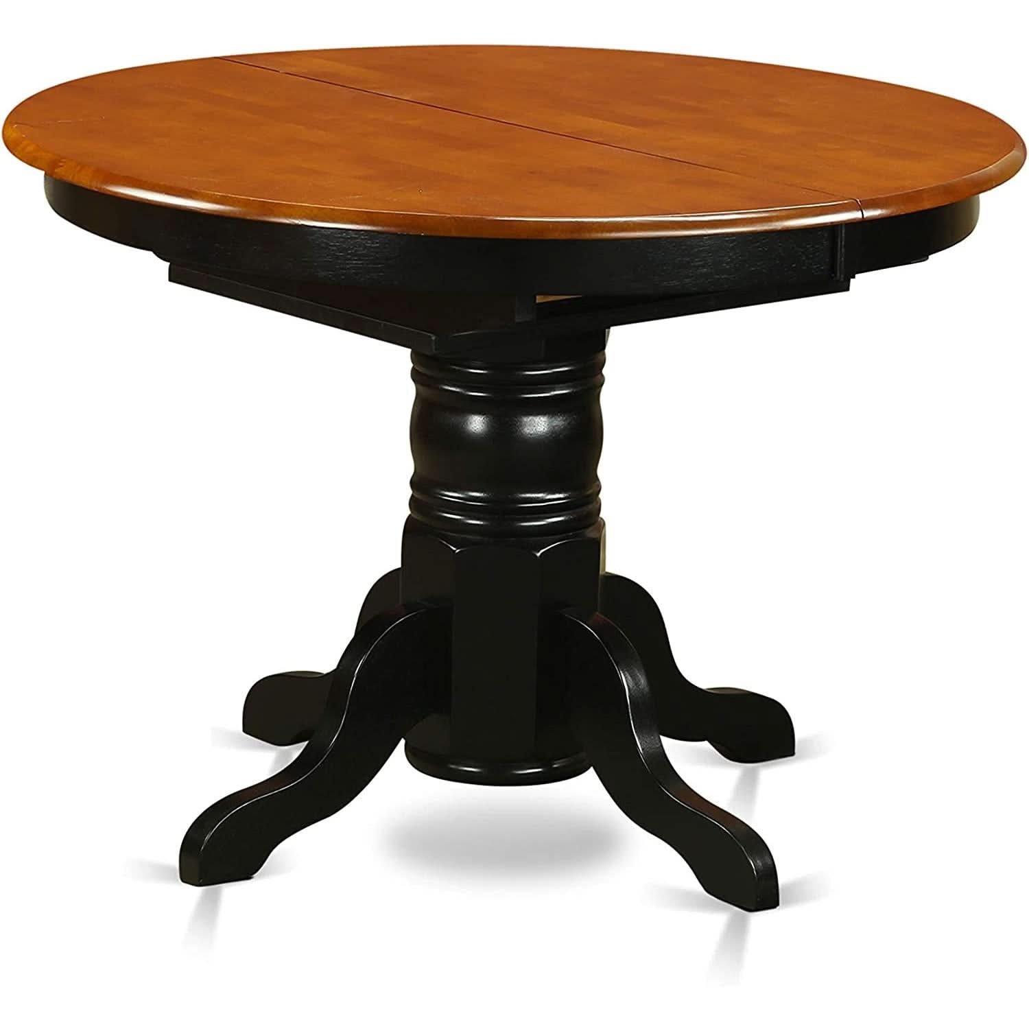 Wooden Oval Kitchen Table Black Finish With Cherry Top
