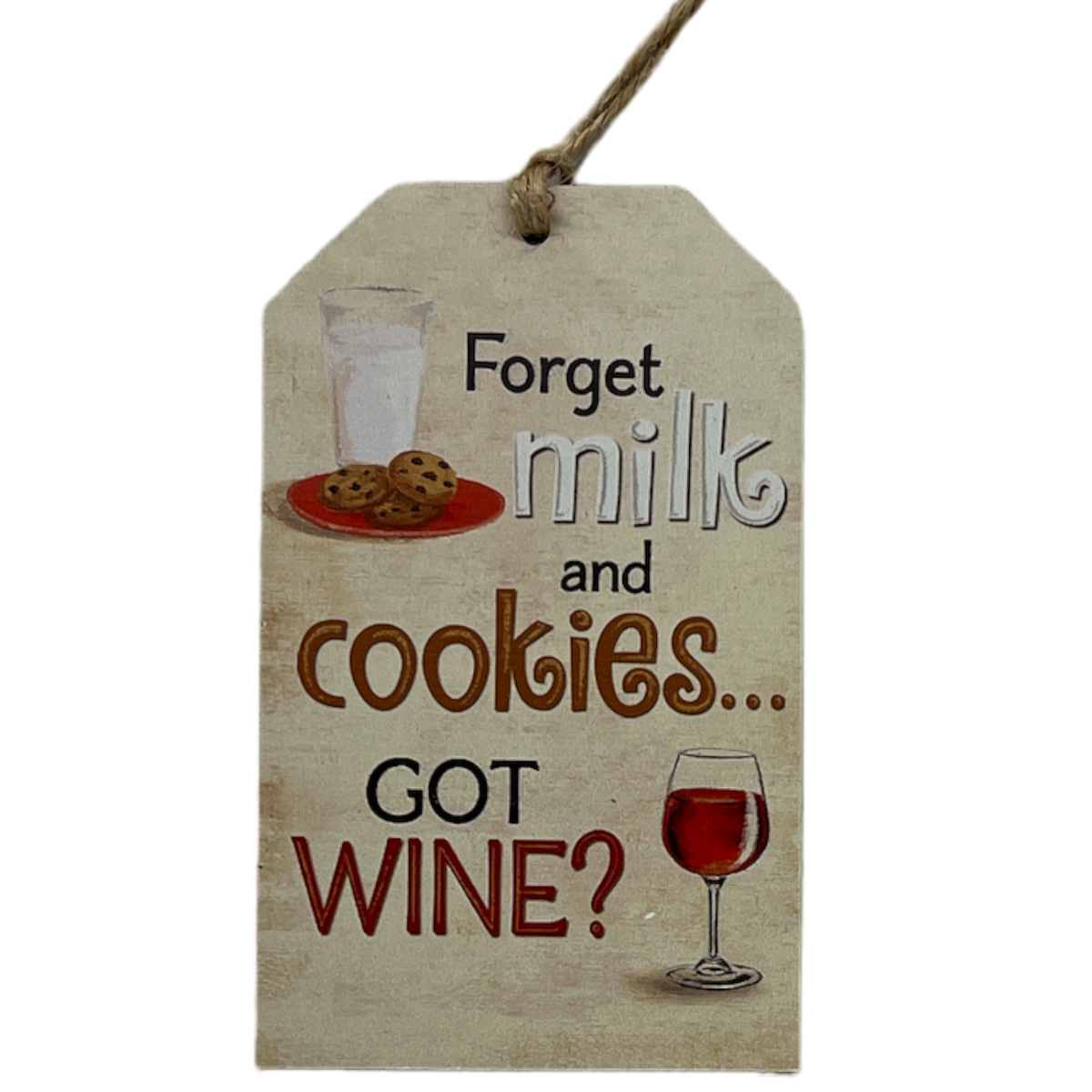 Wooden Plaid Gift Tag Ornament - Got Wine?