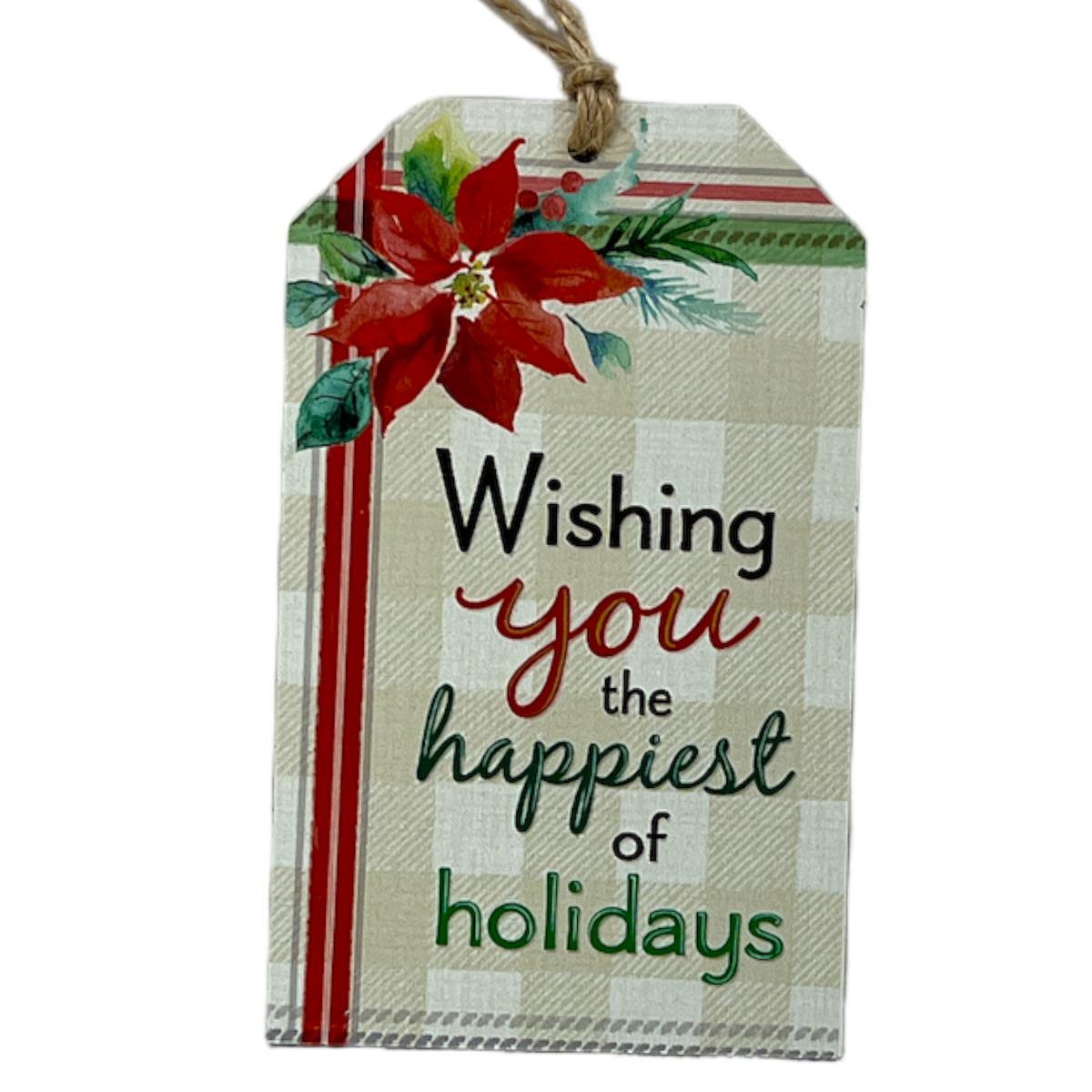 Wooden Plaid Gift Tag Ornament - Wishing You