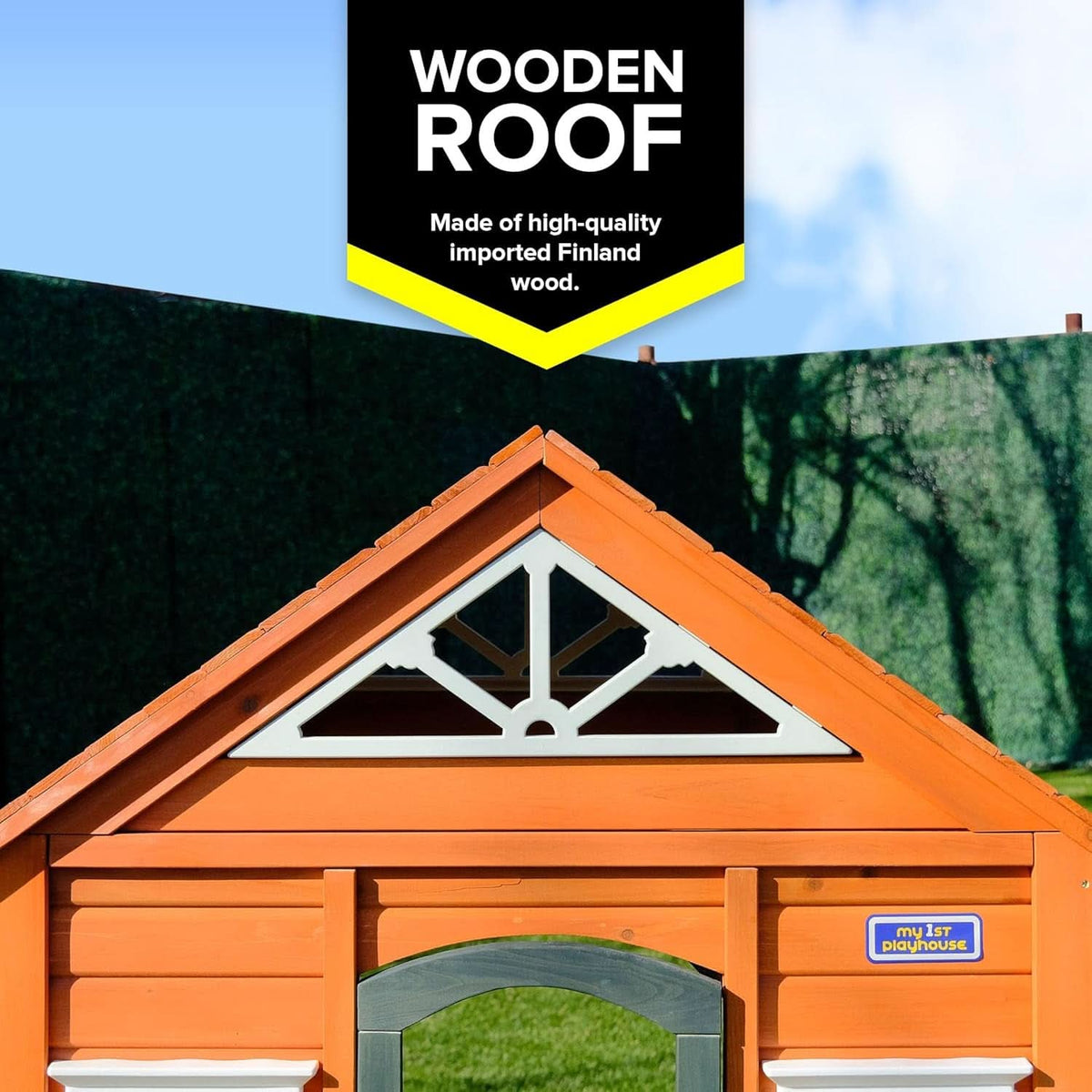 Wooden Playhouse With Open Design And Flower Pot Holders