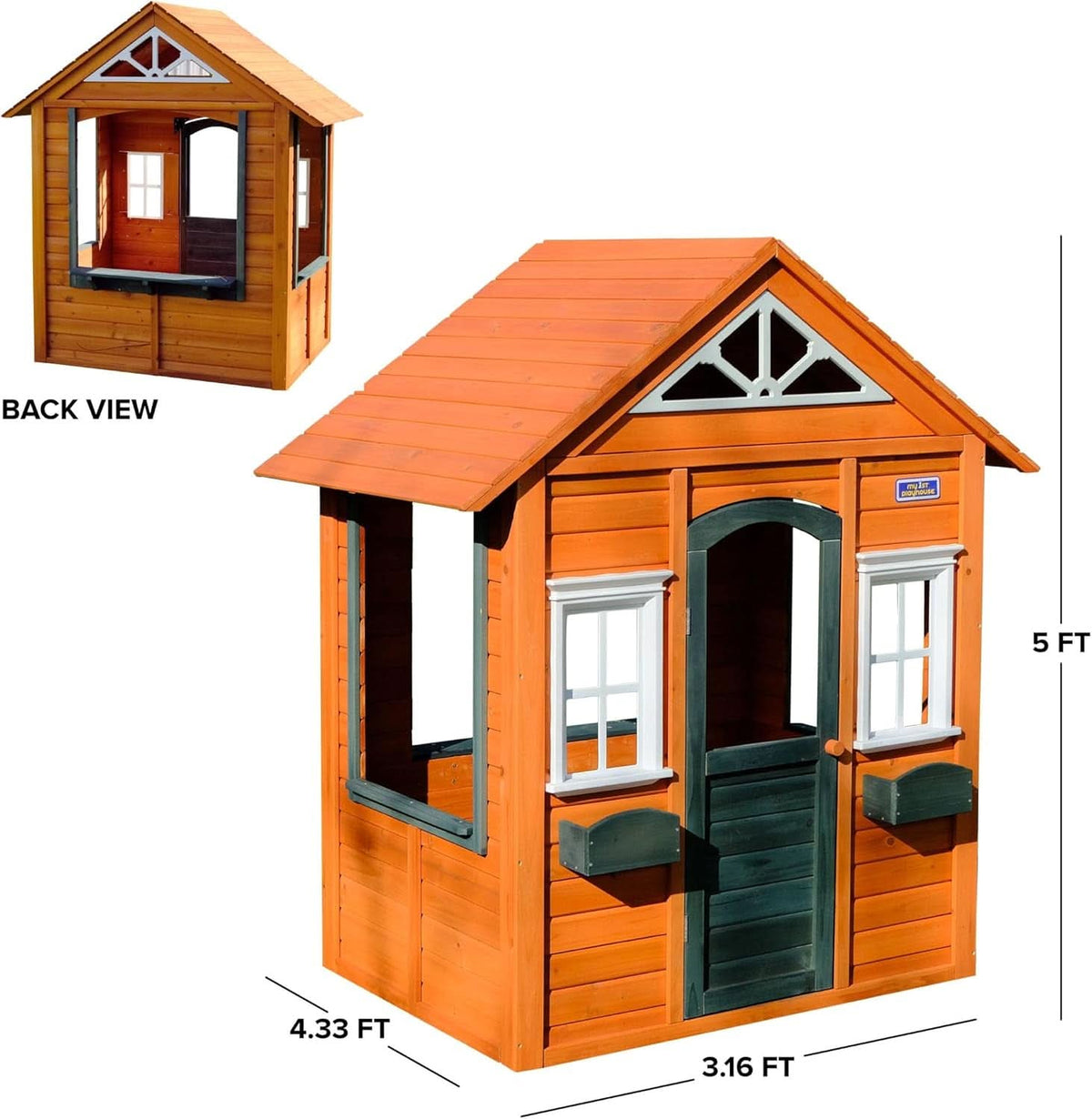 Wooden Playhouse With Open Design And Flower Pot Holders