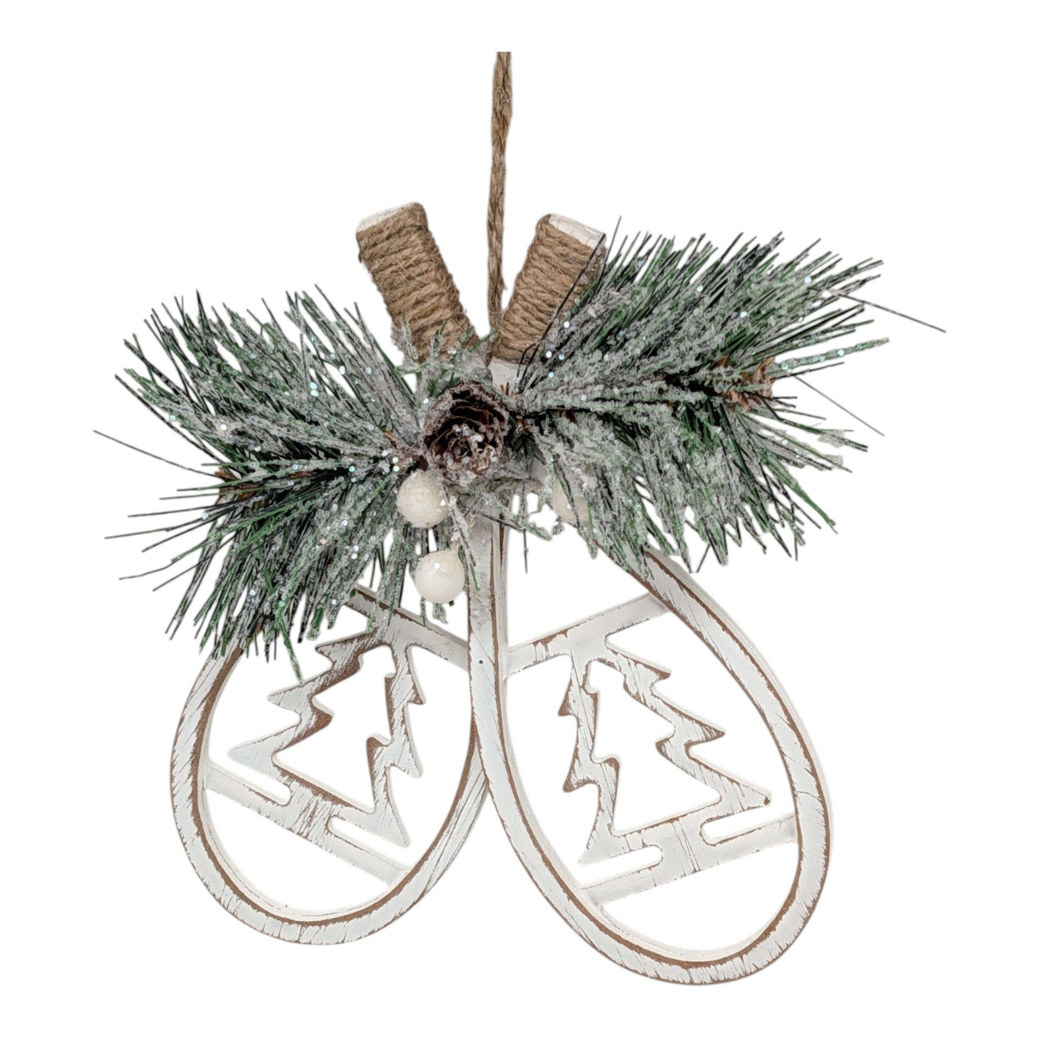 Wooden Snowshoe Floral Ornament -