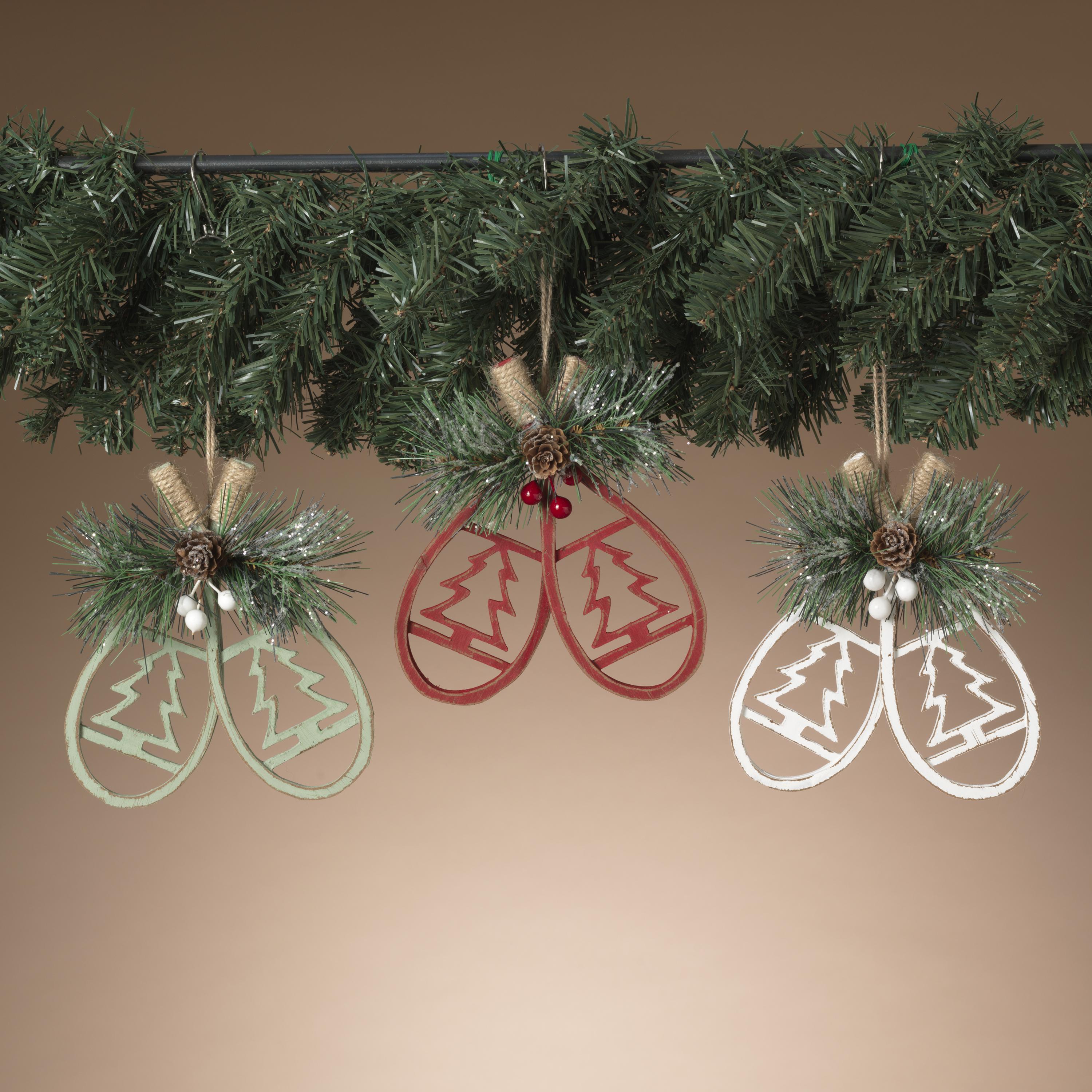 Wooden Snowshoe Floral Ornament -