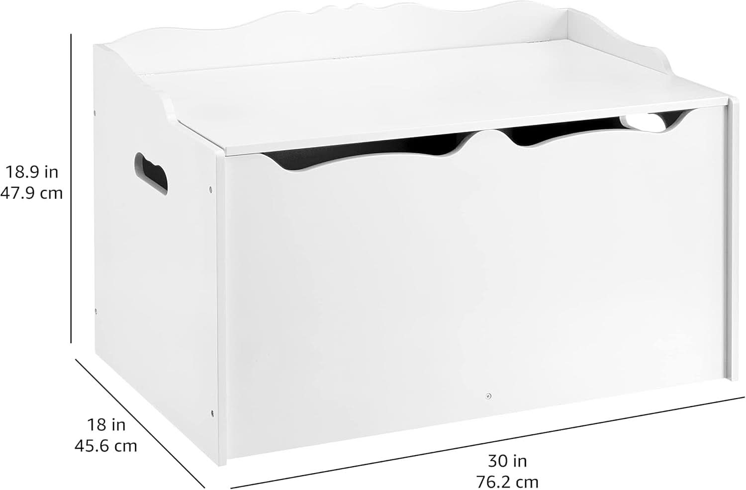 Wooden Toy Box Chest White 30x18x19 StorageSolution