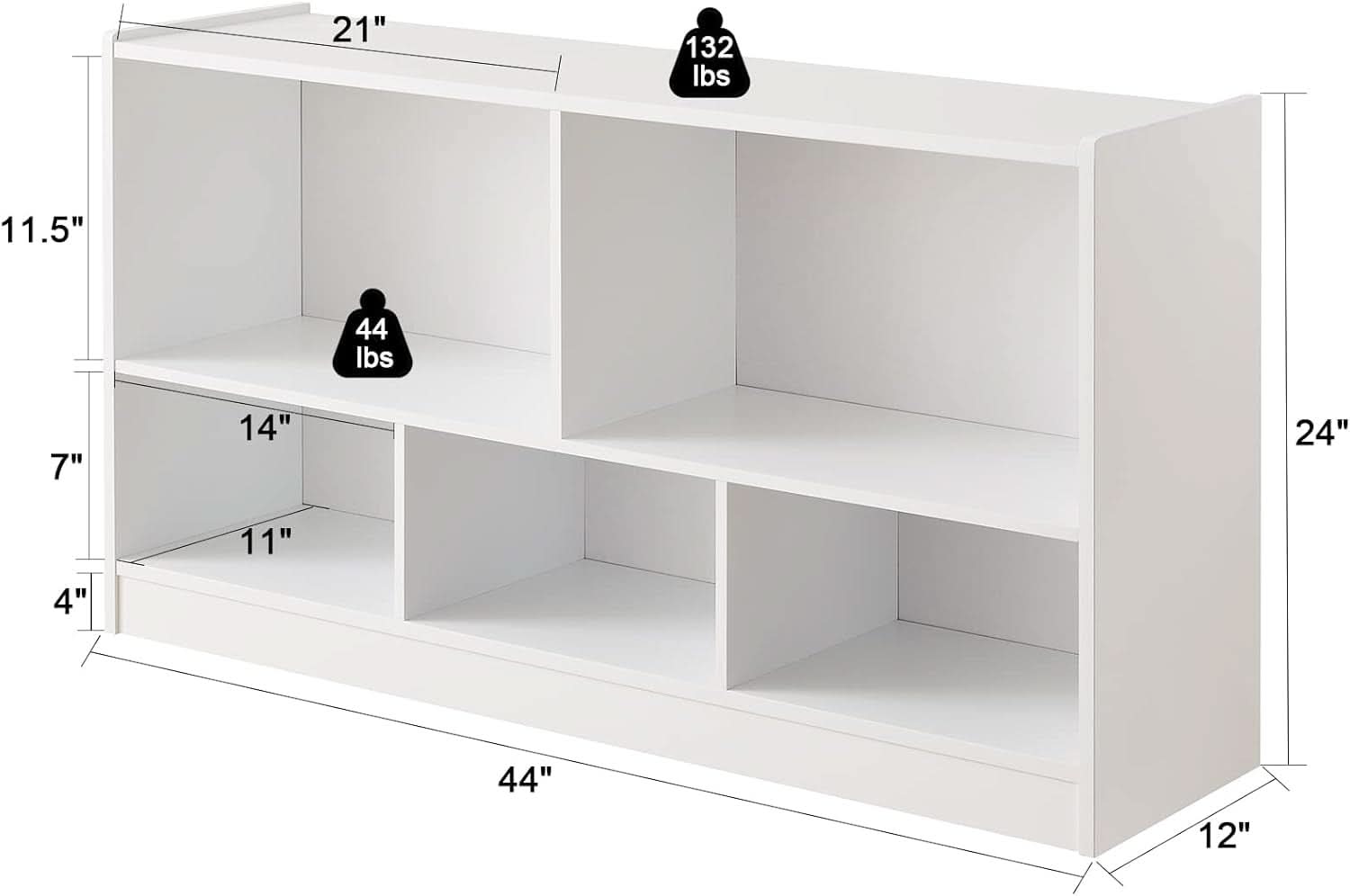 Wooden Toy Organizer and Bookshelf 5 Section Kid Storage