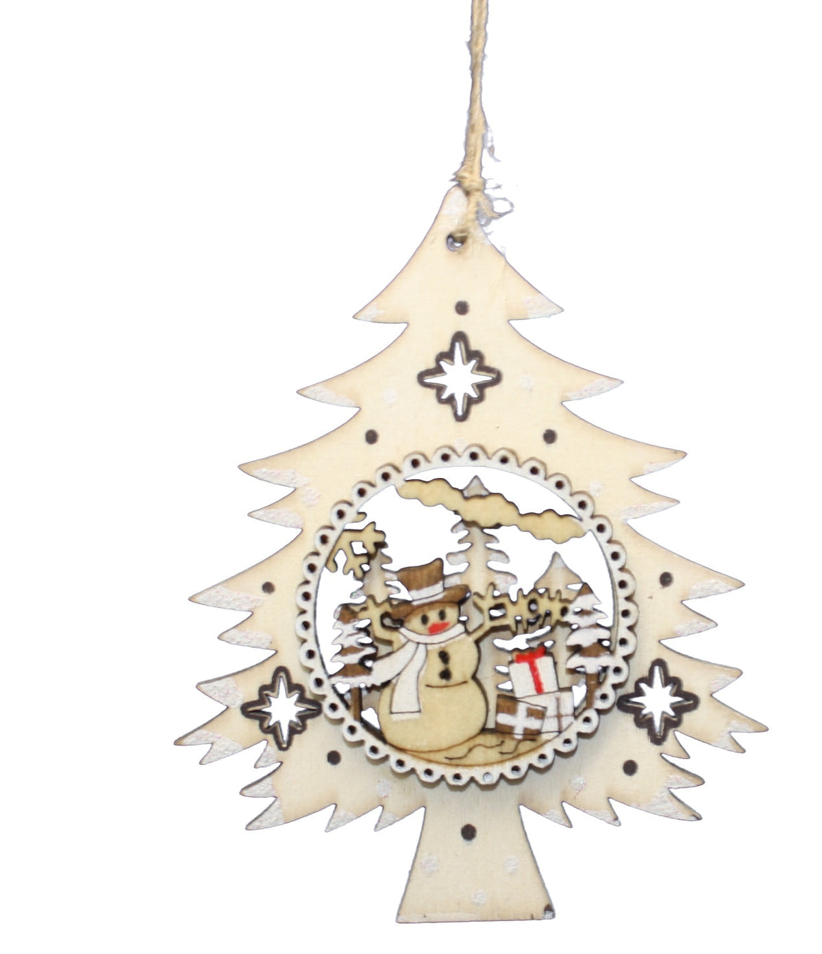 Wooden Tree Ornament - Snowman