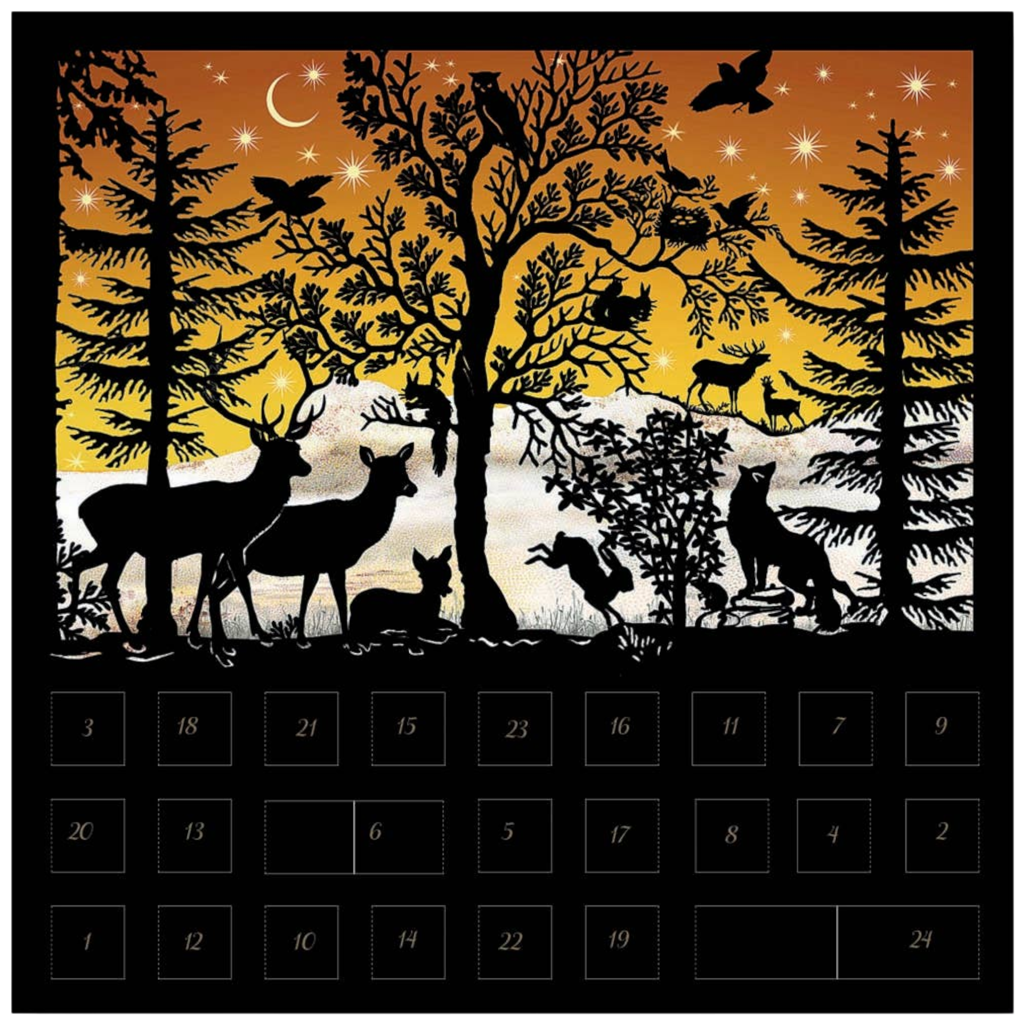 Woodland Creatures Under Winter Stars: A Christmas Eve Silhouette Advent Card