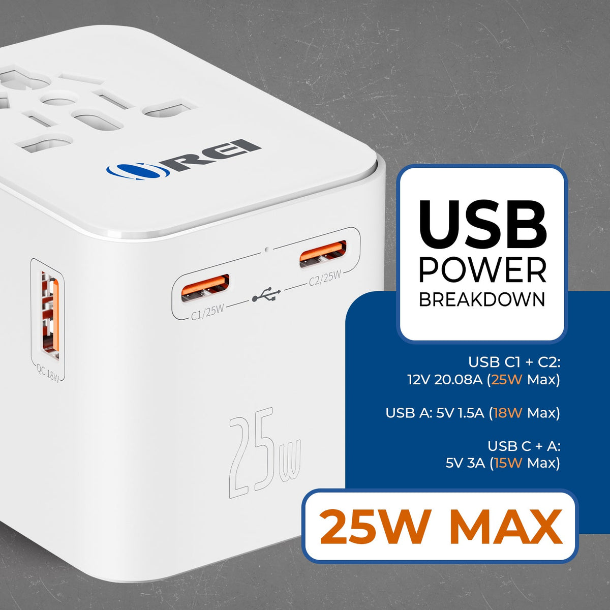 World Travel Adapter Plug International- All in One- 2 USB- Compact Design (M8_White)