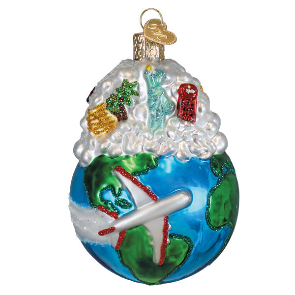 World Traveler Glass Ornament