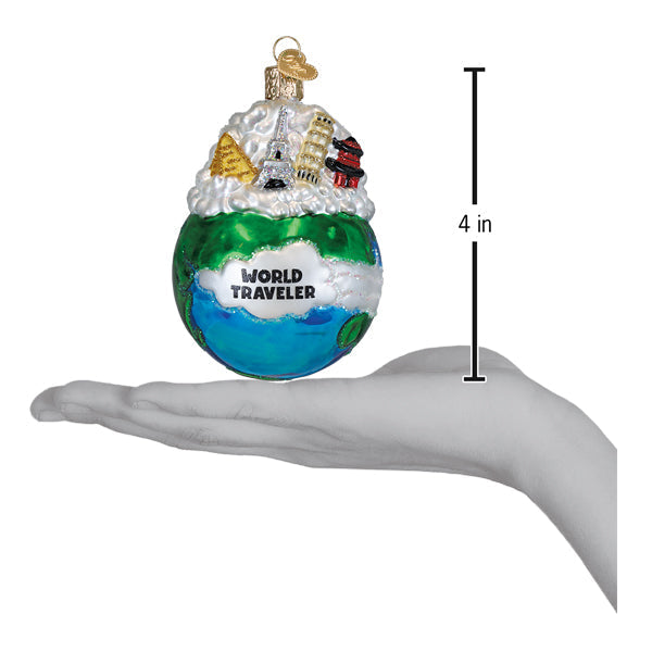 World Traveler Glass Ornament