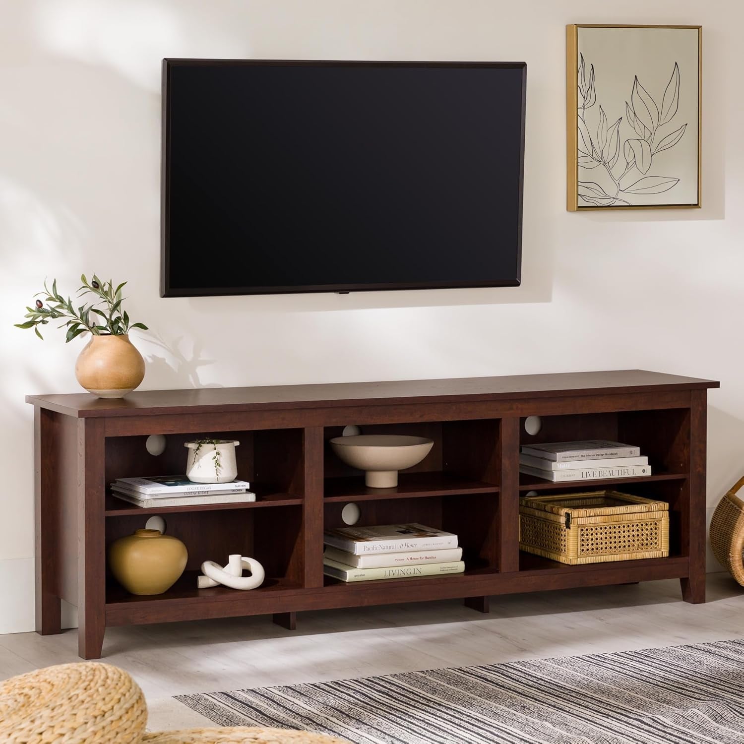 Wren Classic Brown TV Media Console For 80 Inch TV Storage
