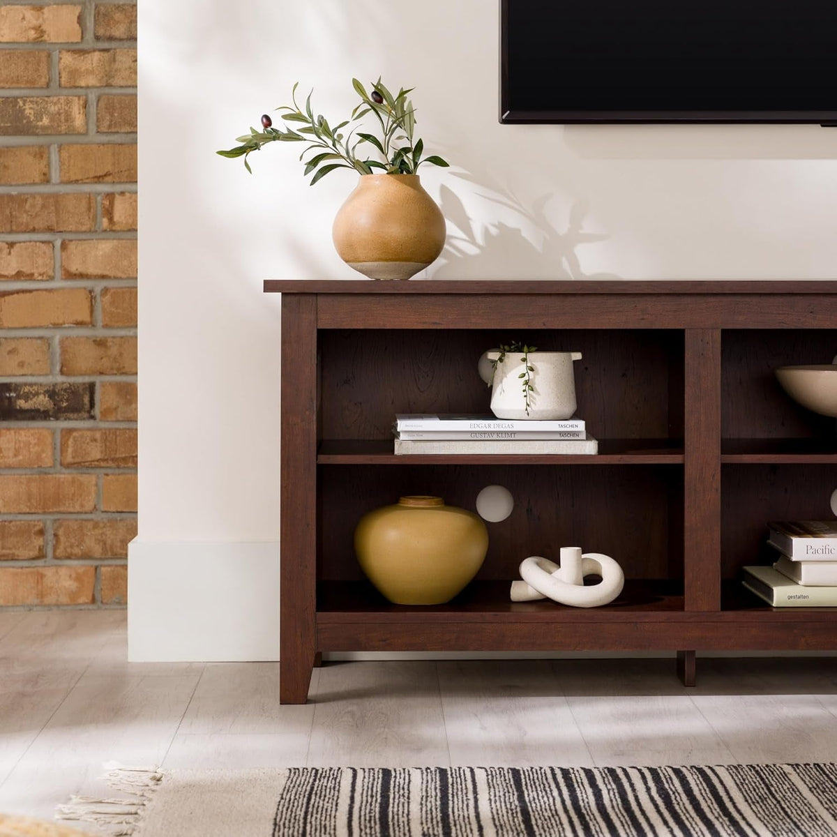 Wren Classic Brown TV Media Console For 80 Inch TV Storage
